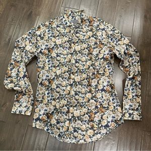 ZARA Man Floral Slim Fit Button Down Shirt size L